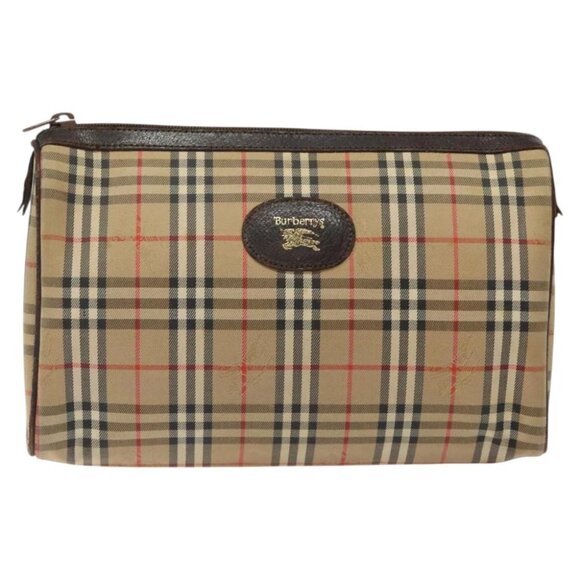 Burberrys Nova Check Clutch Bag Canvas Beige Auth bs25814 - Picture 1 of 14